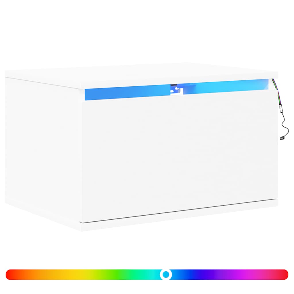 Nástěnný noční stolek s led osvětlením - bílý, 1 - number 2.