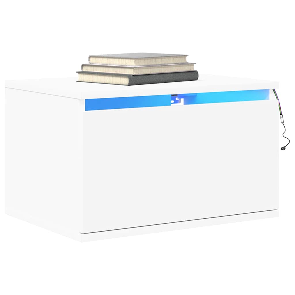 Nástěnný noční stolek s led osvětlením - bílý, 1 - number 5.