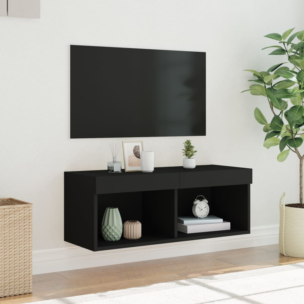 Tv-bord med led-lys 80x30x30 cm - sort, 1, ooo 1, 80 cm - number 5.