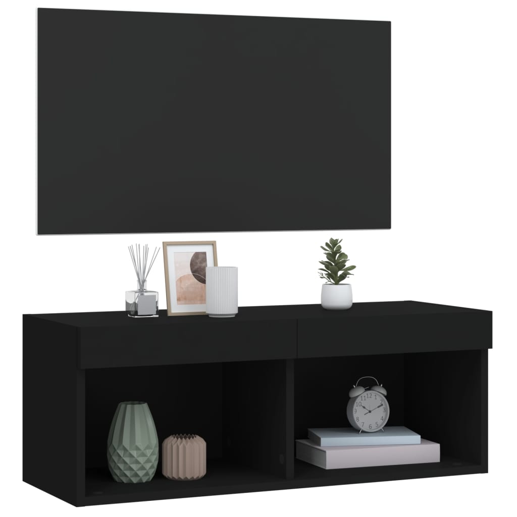Tv-bord med led-lys 80x30x30 cm - sort, 1, ooo 1, 80 cm - number 6.