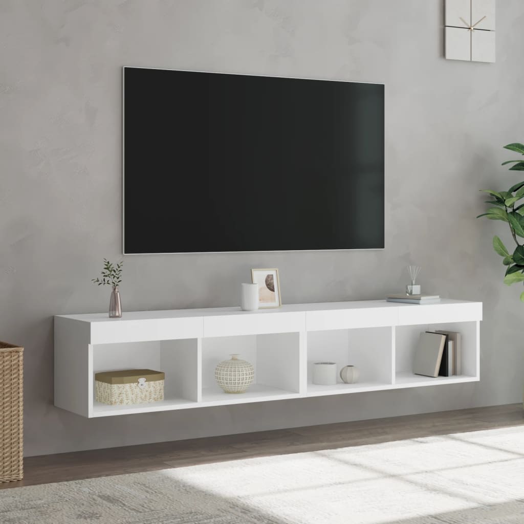 Tv -tabeller pc -er. med led -lys 80x30x30 cm - hvit, 2, ooo 1, 80 cm - number 1.