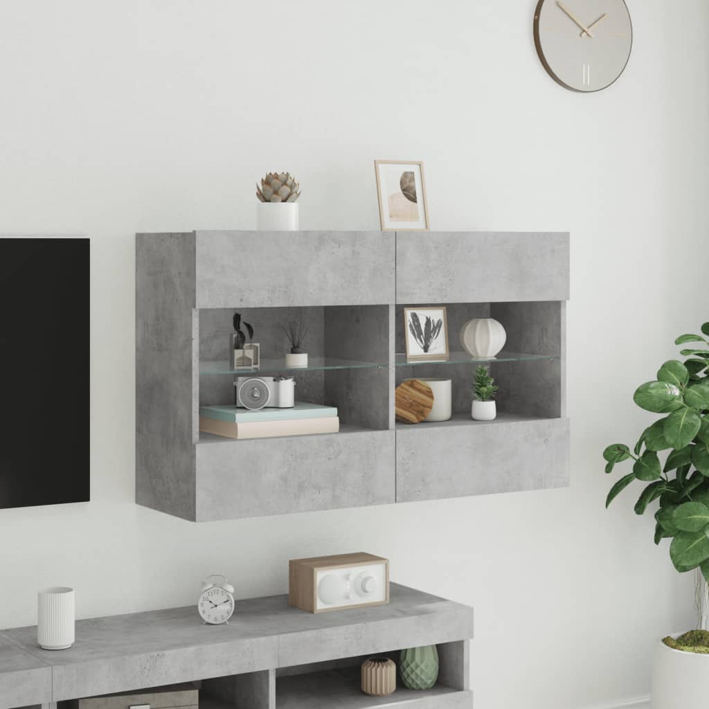 Wall-mounted tv table with led light 98.5x30x60.5 cm - concrete grey, 98.5 x 30 x 60.5 cm, 1 - number 5.