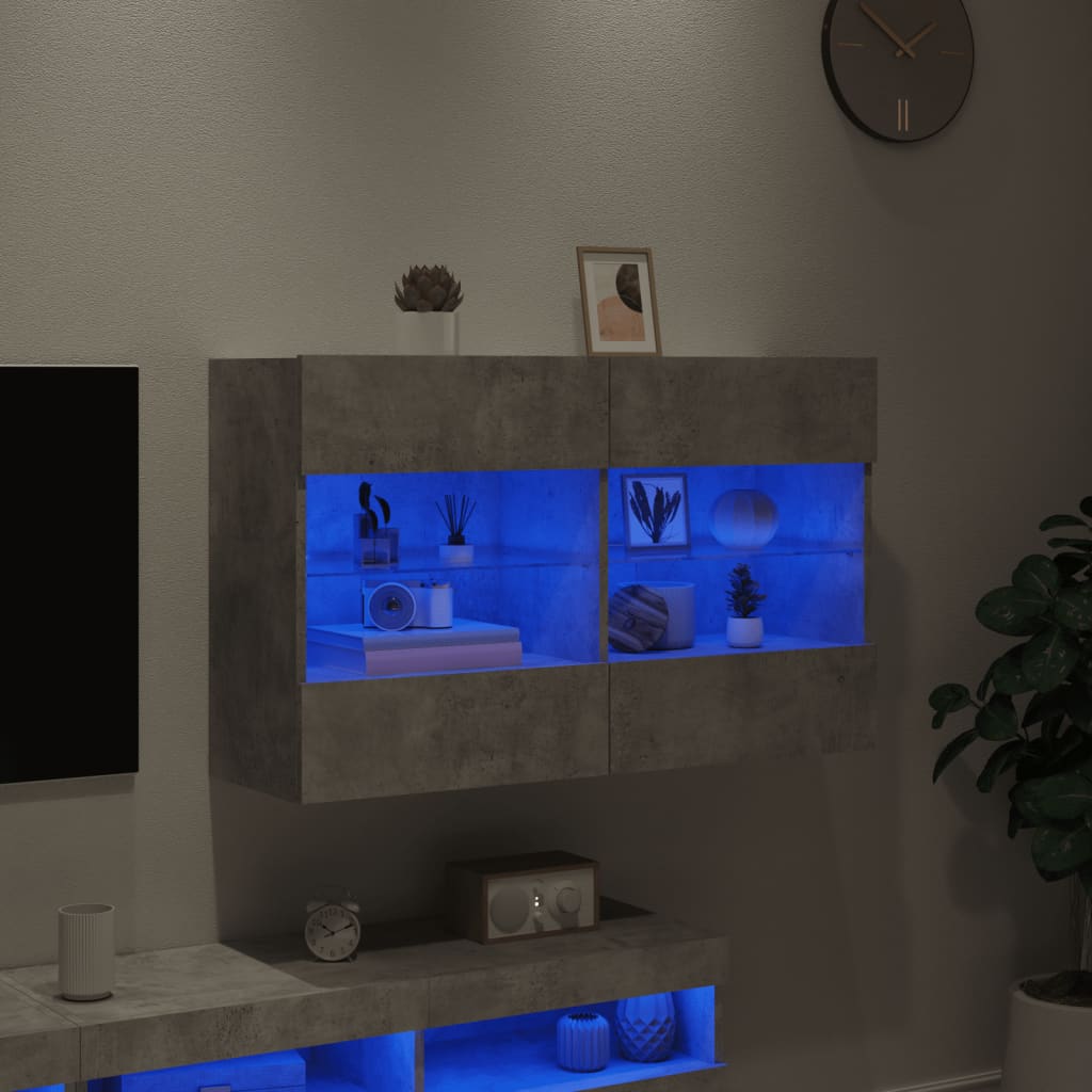 Wall-mounted tv table with led light 98.5x30x60.5 cm - concrete grey, 98.5 x 30 x 60.5 cm, 1 - number 4.