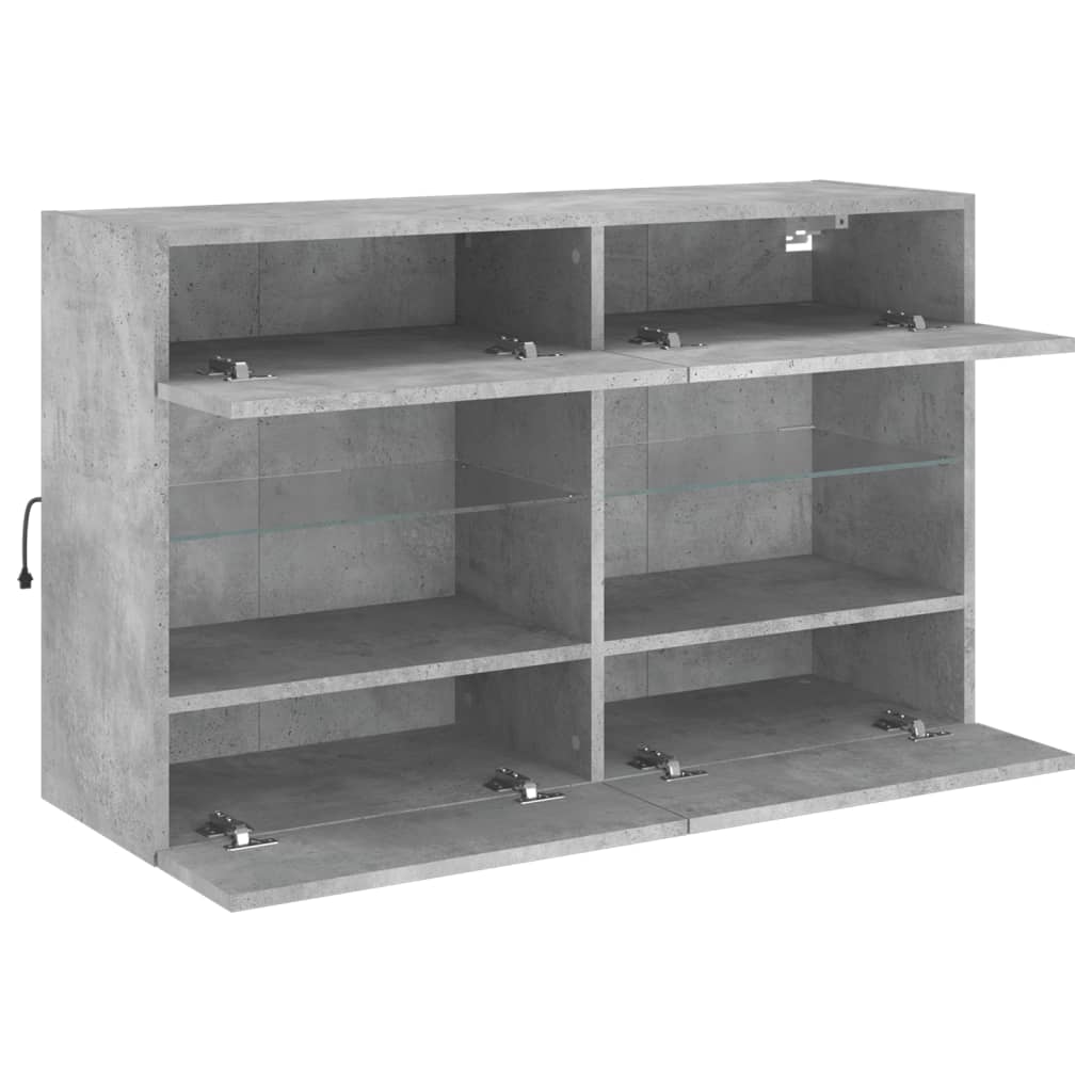 Wall-mounted tv table with led light 98.5x30x60.5 cm - concrete grey, 98.5 x 30 x 60.5 cm, 1 - number 8.