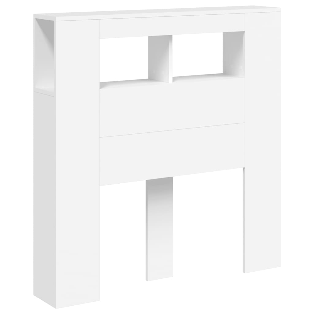 Sengegavl med led-lys 100x18,5x103,5 cm konstruert tre - hvit, 100 x 103,5 cm, 1 - number 3.