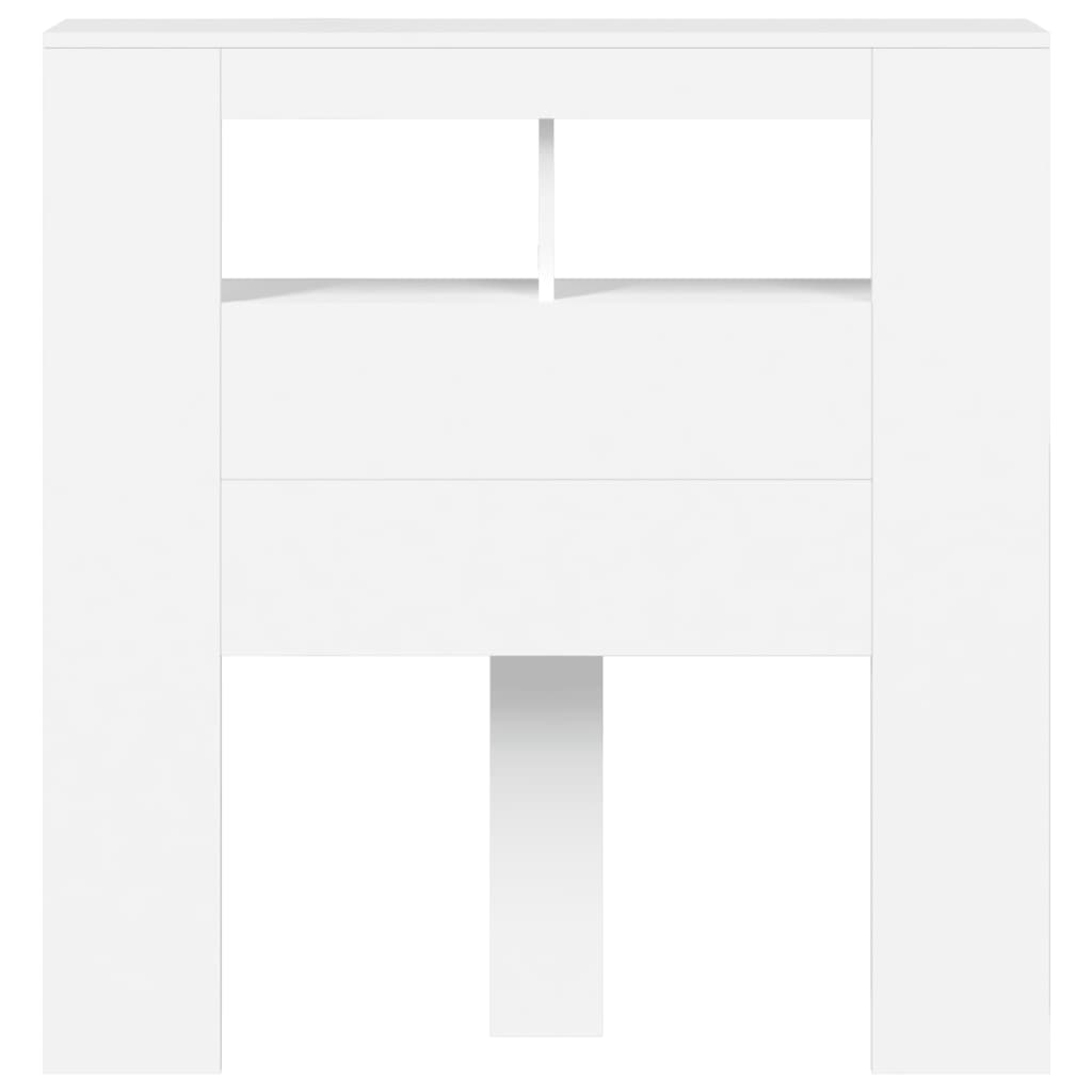 Sengegavl med led-lys 100x18,5x103,5 cm konstruert tre - hvit, 100 x 103,5 cm, 1 - number 6.