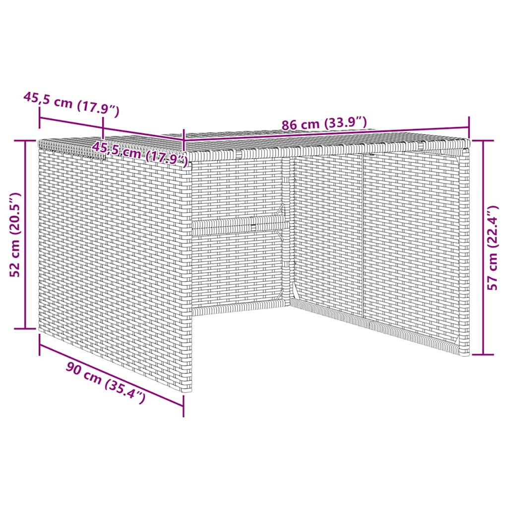 Garage for robotic lawnmower 86x90x52/57 cm polyrattan - gray, 1 - number 10.