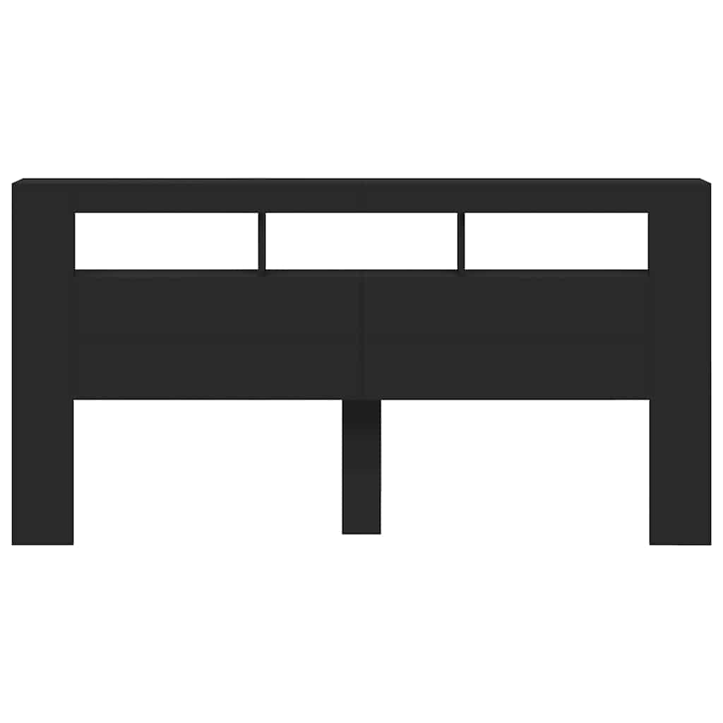 Sengegavl med led-lys 200x18,5x103,5 cm konstruert tre - svart, 200 x 103,5 cm, 1 - number 5.