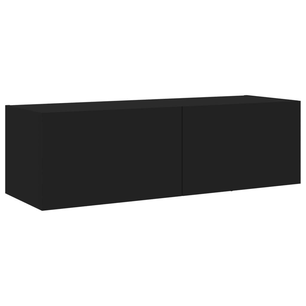 Væghængt tv-bord med led-lys - sort, 100 x 35 x 31 cm, 1 - number 3.