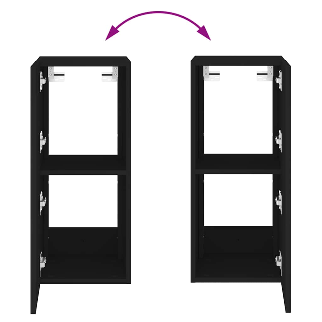 Væghængt tv-bord med led-lys 30,5x35x70 - sort, 30.5 x 35 x 70 cm, 1 - number 12.