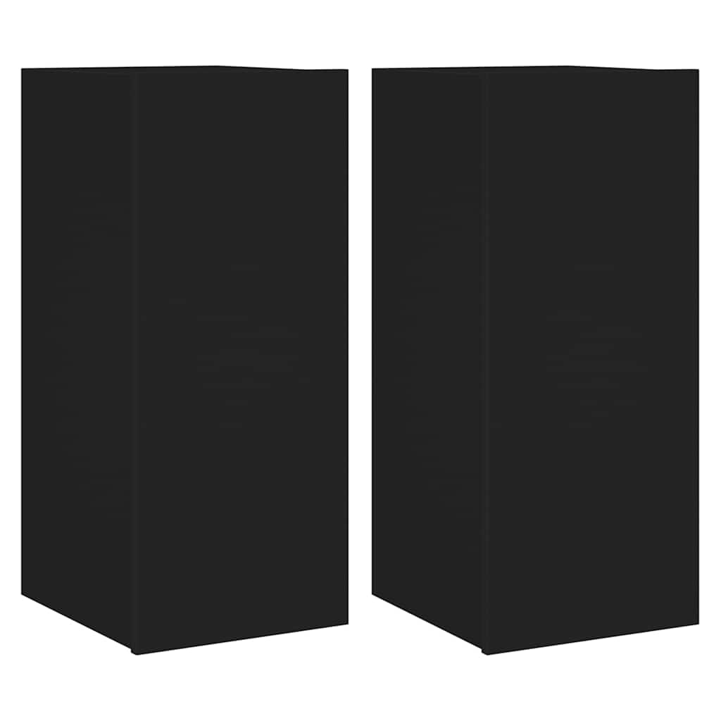 Væghængte tv-borde stk. med led-lys 30,5x35x70 cm - sort, 30.5 x 35 x 70 cm, 2 - number 2.