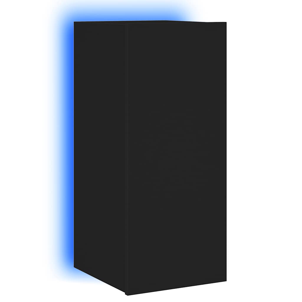 Væghængte tv-borde stk. med led-lys 30,5x35x70 cm - sort, 30.5 x 35 x 70 cm, 2 - number 5.