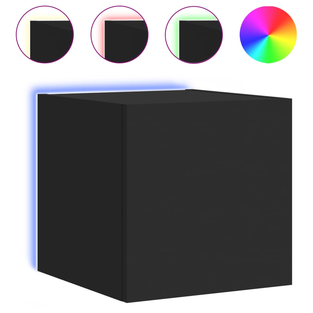 Veggmontert tv-stativ med led-lys 30,5x35x30 - sort, 1, 30 cm, 30,5 cm - number 2.