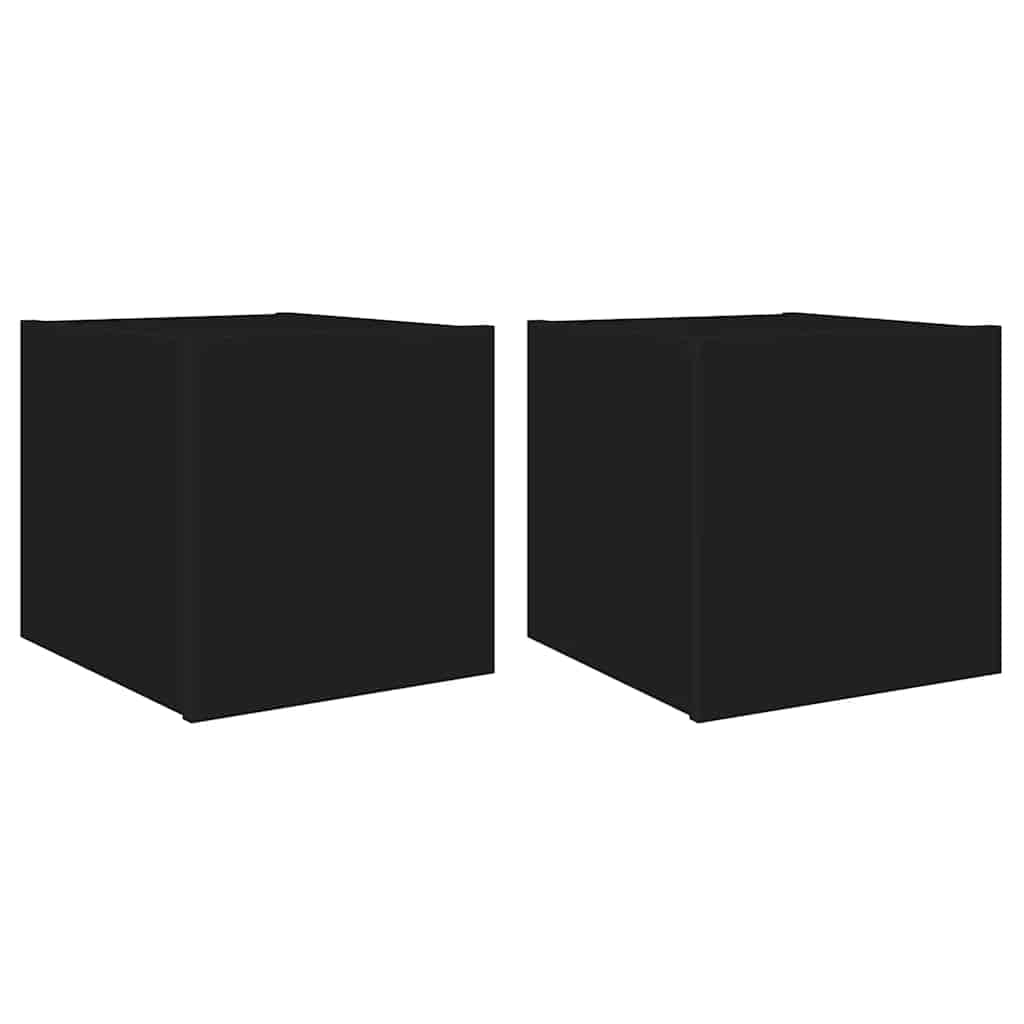 Væghængte tv-borde stk. med led-lys 30,5x35x30 cm - sort, 30.5 x 35 x 30 cm, 2 - number 2.