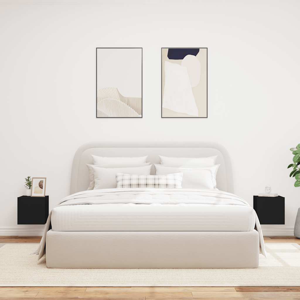 Væghængte tv-borde stk. med led-lys 30,5x35x30 cm - sort, 30.5 x 35 x 30 cm, 2 - number 4.