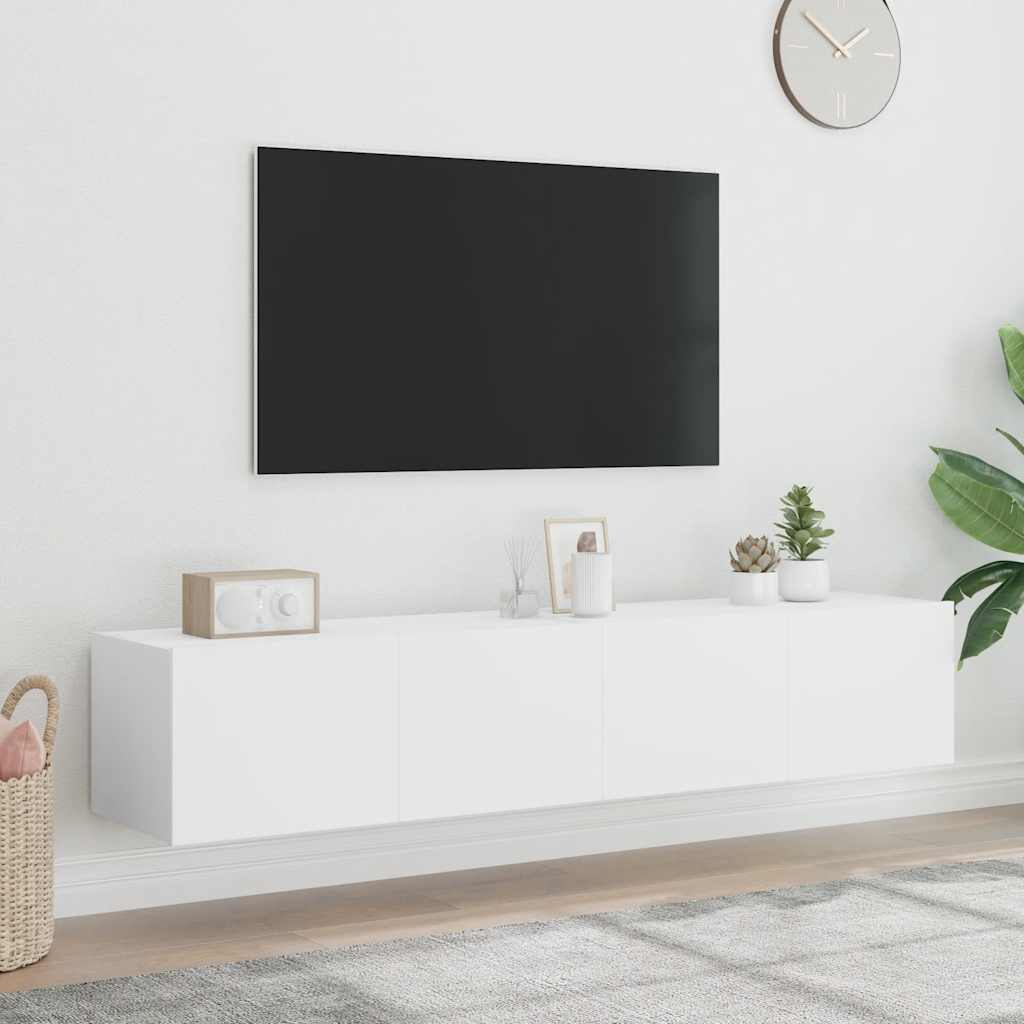 Vegghengte tv-stativ stk. med led-lys 80x35x31 cm - hvit, 2, 31 cm, 80 cm - number 1.