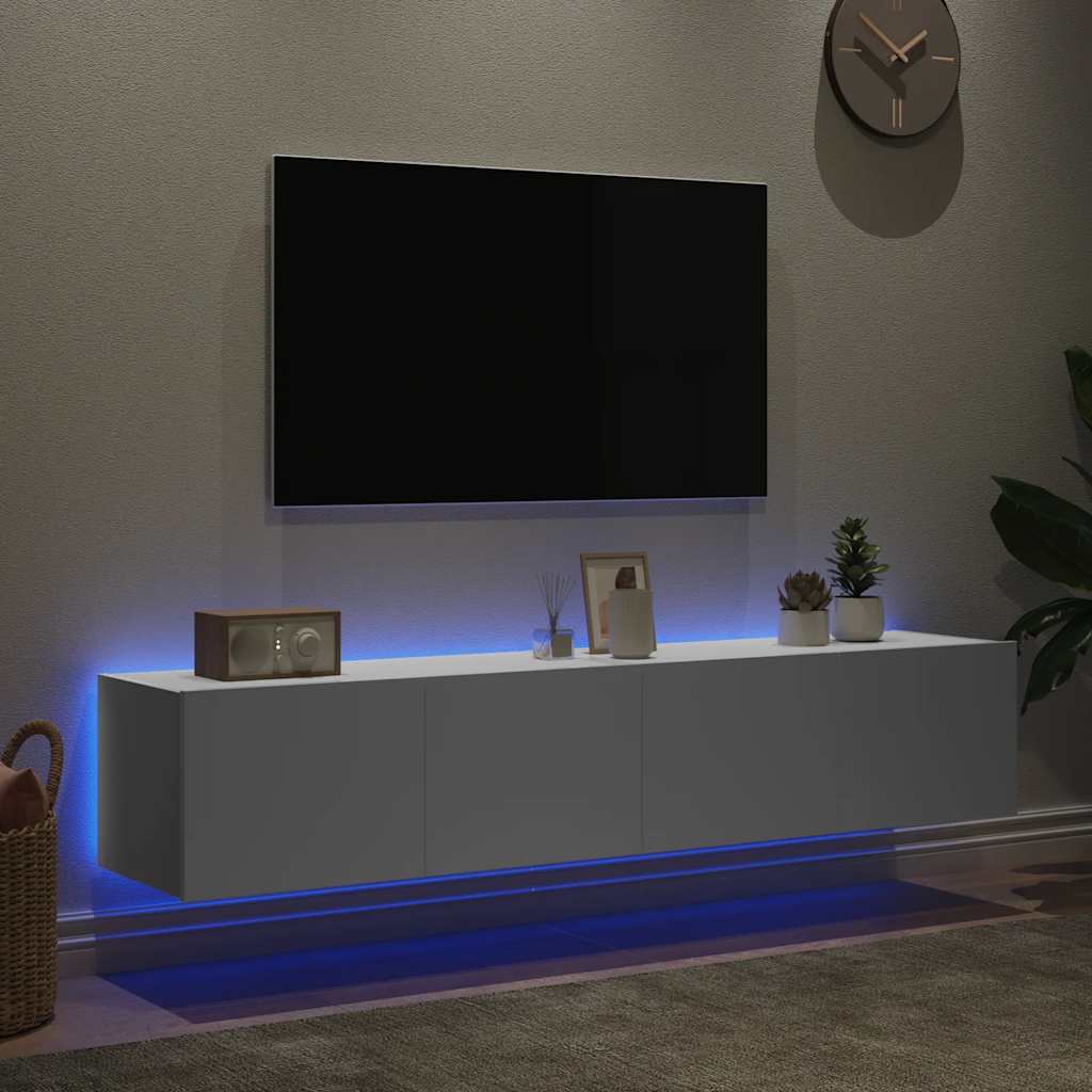 Vegghengte tv-stativ stk. med led-lys 80x35x31 cm - hvit, 2, 31 cm, 80 cm - number 3.