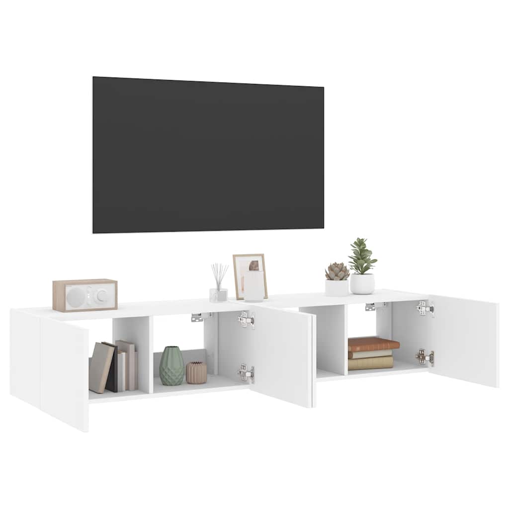 Vegghengte tv-stativ stk. med led-lys 80x35x31 cm - hvit, 2, 31 cm, 80 cm - number 5.