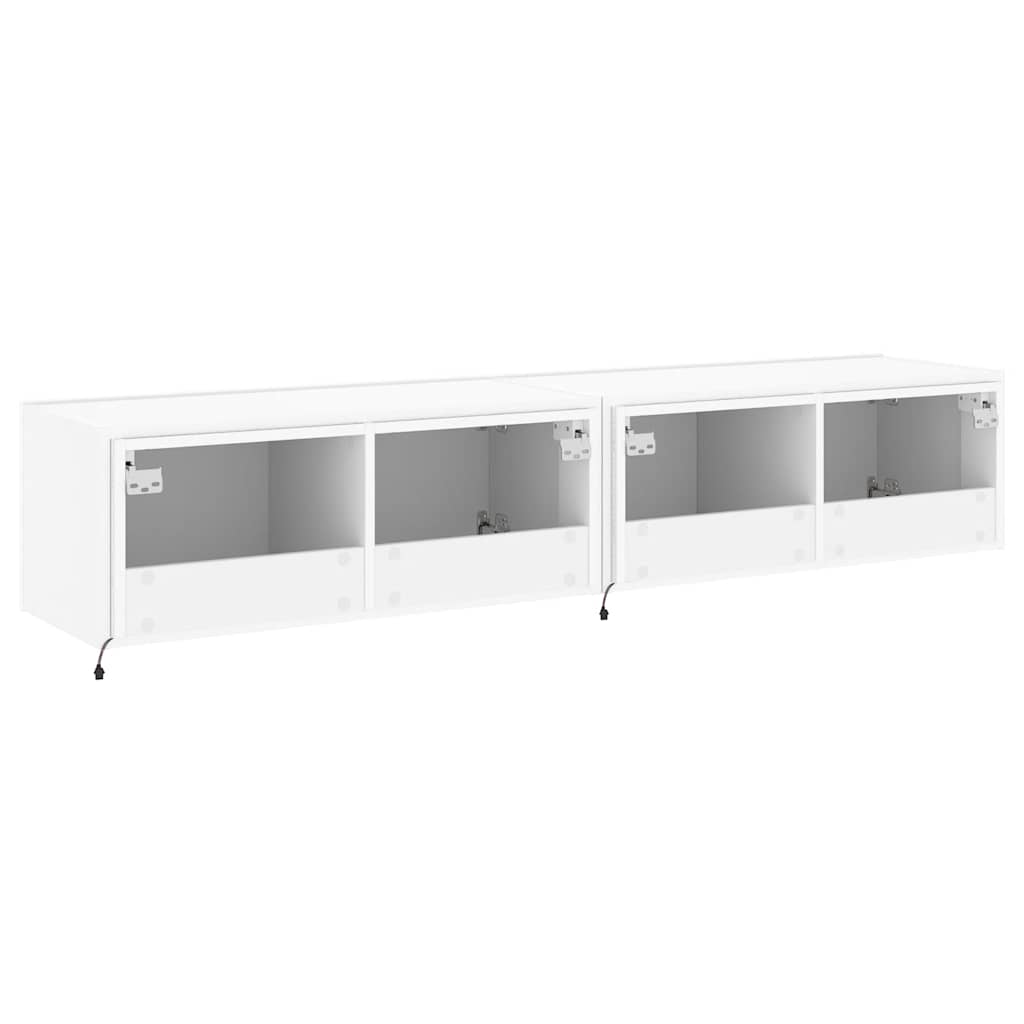 Vegghengte tv-stativ stk. med led-lys 80x35x31 cm - hvit, 2, 31 cm, 80 cm - number 10.