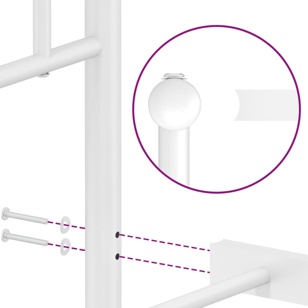 Rama łóżka z łóżkiem metalowym - białym, 80 x 200 cm, z zagłówkiem - number 9.