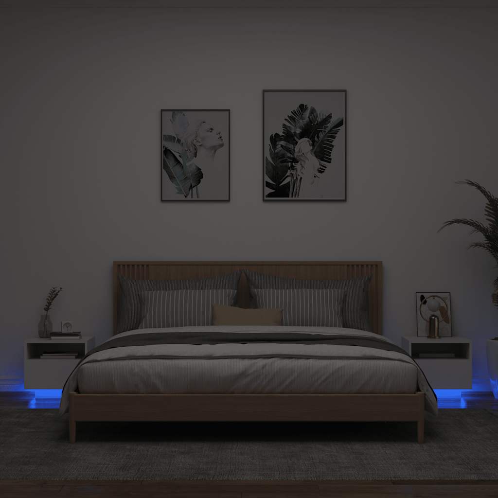 Bed tables pcs. with led light 40x39x37 cm - white, 2 - number 1.