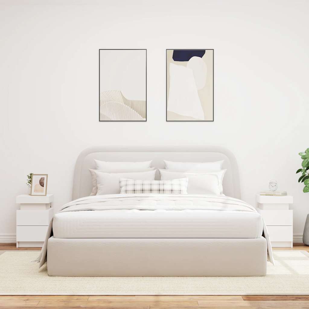 Sengeborde 2 stk. med led-lys 35x39x55 cm hvid - number 3.