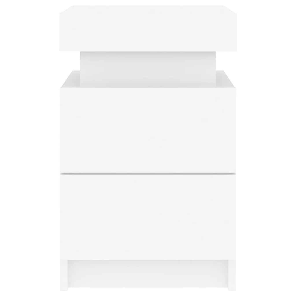 Sengeborde 2 stk. med led-lys 35x39x55 cm hvid - number 9.