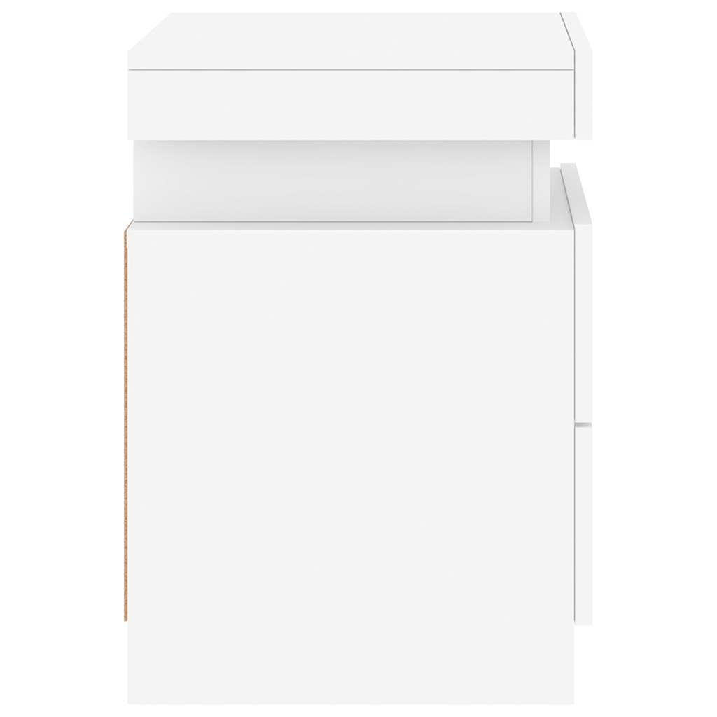 Sengeborde 2 stk. med led-lys 35x39x55 cm hvid - number 10.