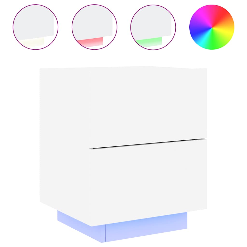 Noćni ormarić s led rasvjetom od drveta - bijela, 1 - number 2.