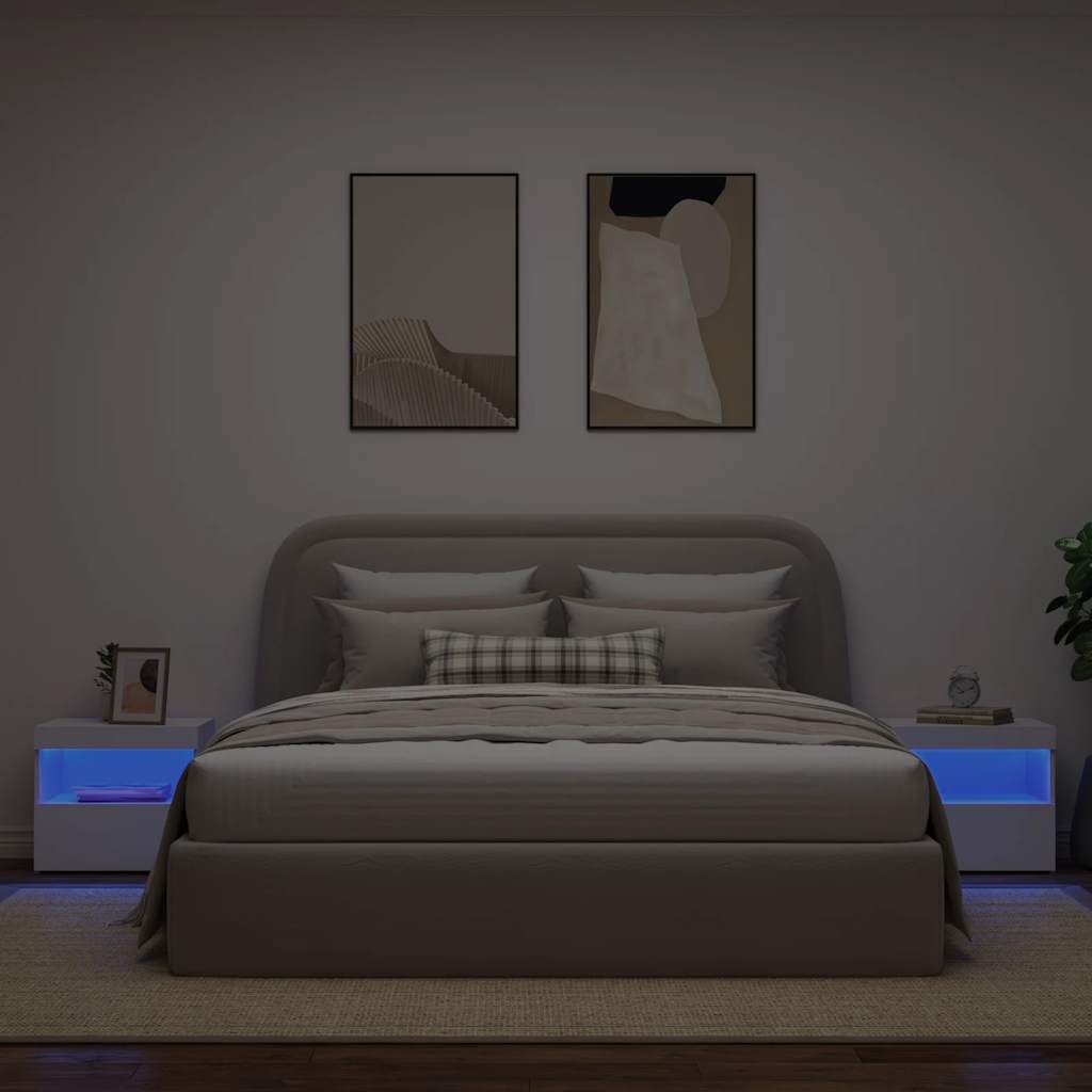 Noćni ormarići kom. sa led svjetlom 50x40x45 cm - bijela, 2 - number 4.