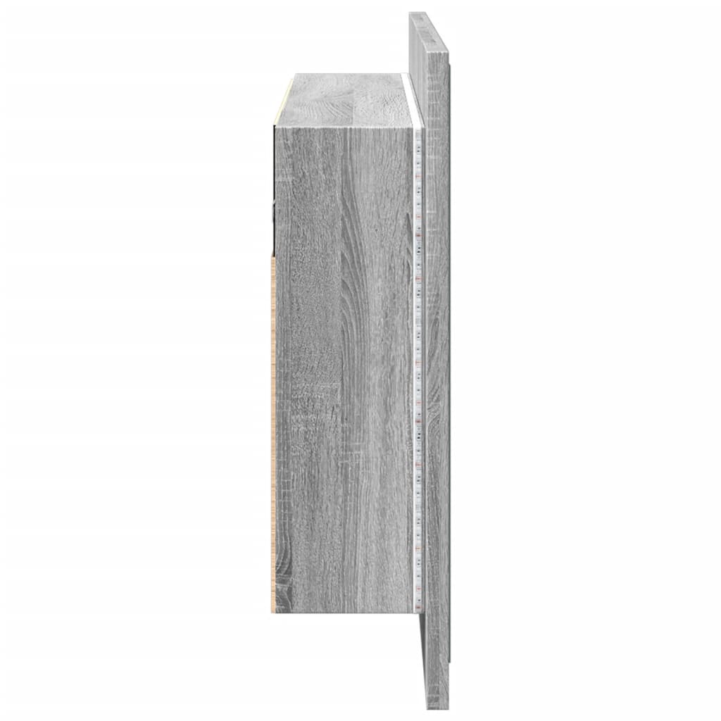 Skab med spejl og led-lys 80x12x45 cm akryl - grå sonoma-eg, 1 - number 8.