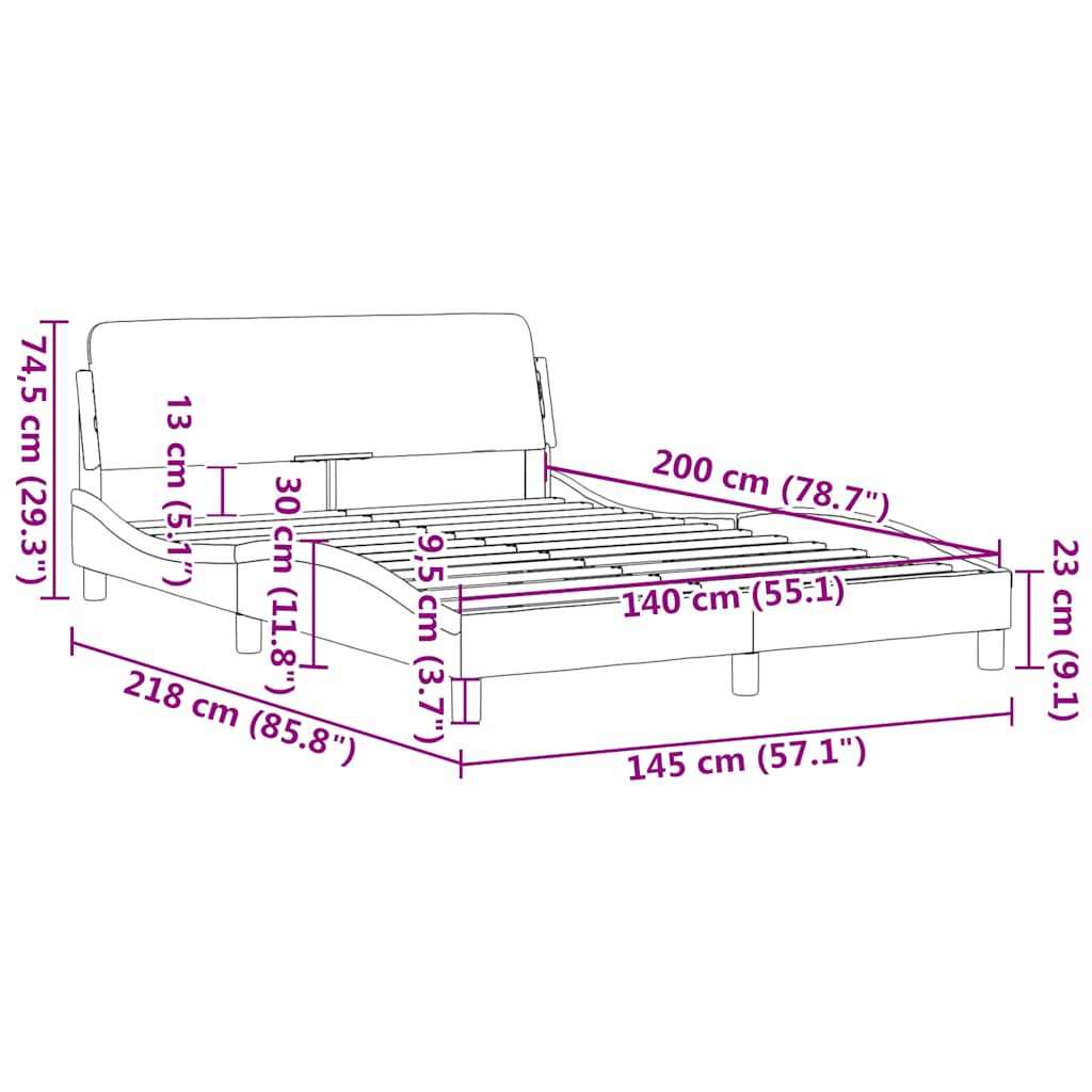 Rama łóżka bez materaca welur - czarny, 140 x 200 cm - number 9.