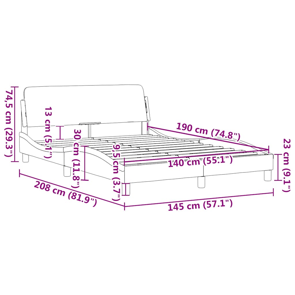 Okvir kreveta bez tkanine madraca - crno, 140 x 190 cm - number 9.