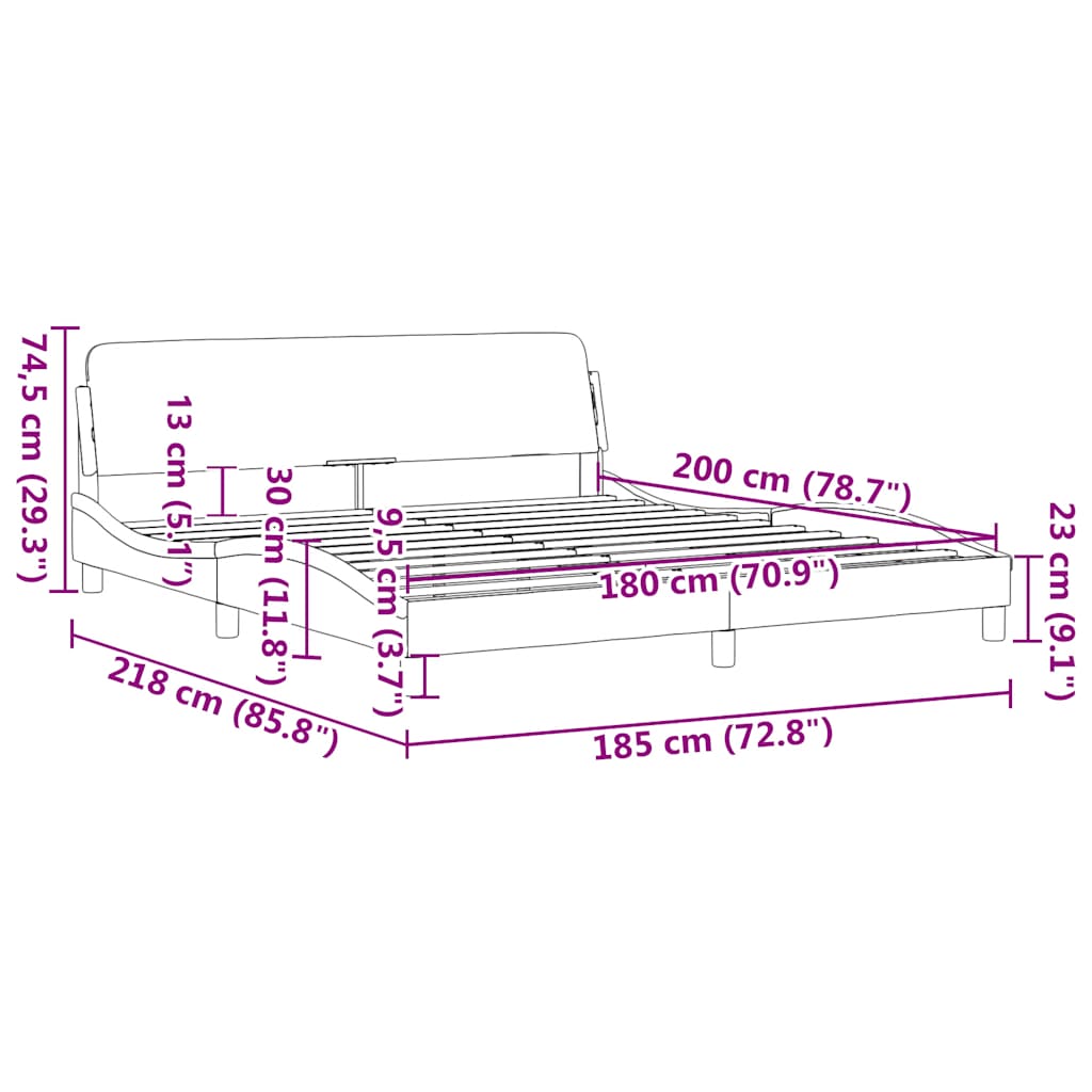 Rama łóżka bez materaca tkanina - czarna, 180 x 200 cm - number 9.
