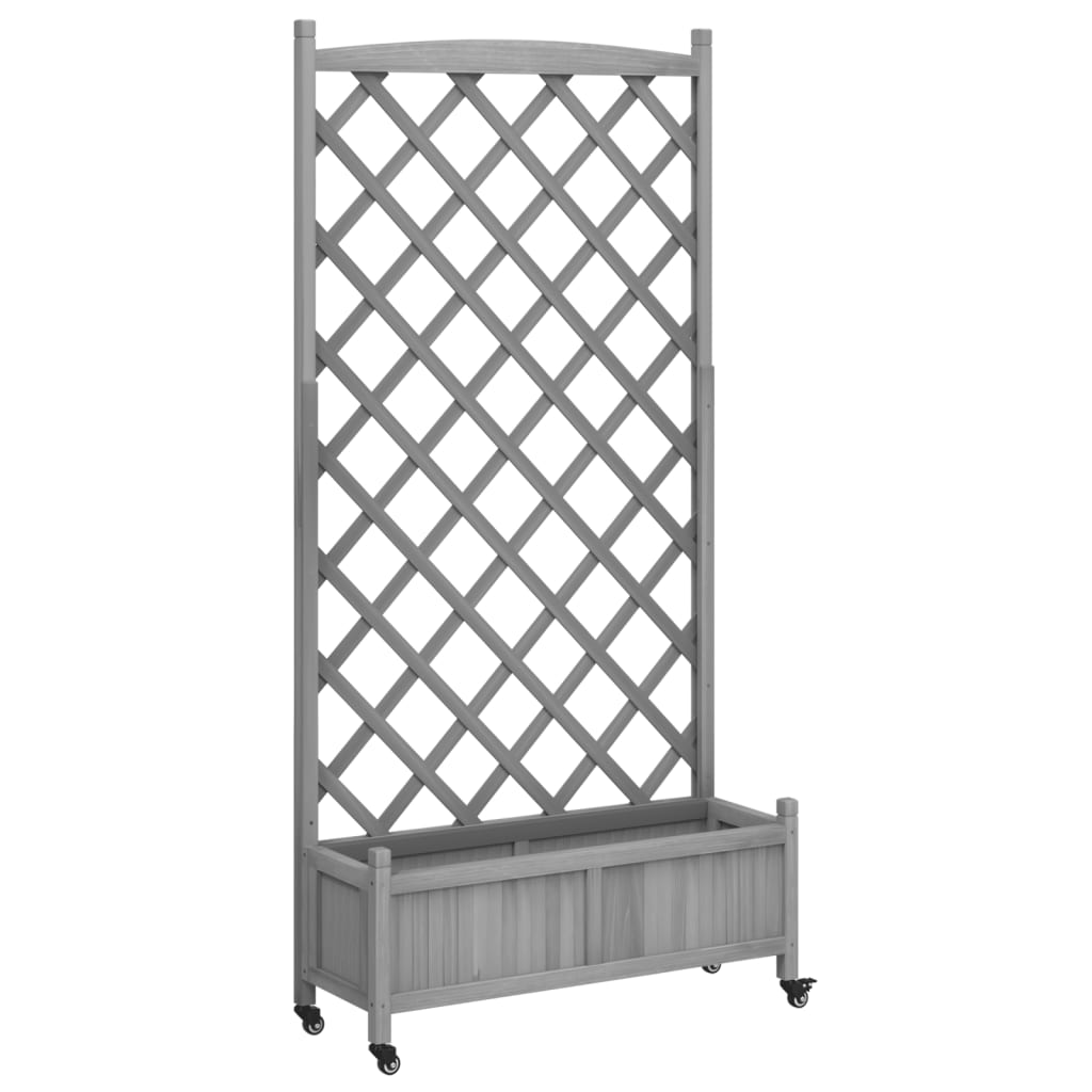 Planter box solid pine - gray, 90 x 35 x 187.5 cm, 1, with trellis and wheels - number 2.
