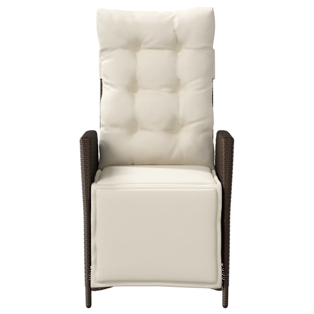 Havestol med lænefunktion og fodstøtte polyrattan - brun, 1, med fodskammel - number 4.