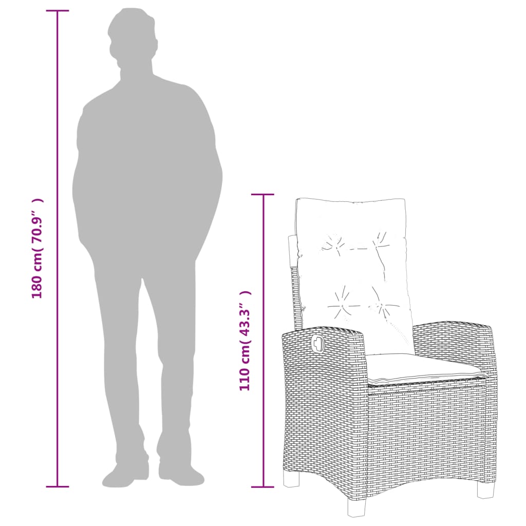 Harding stolice računala. s jastucima polirattan - siva, 2, bez stopala - number 12.