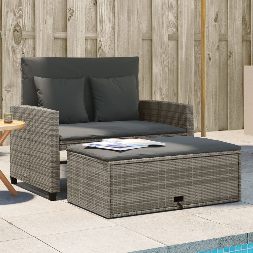 2-personers havesofa med hynder polyrattan - grå, 1, rattan - number 1.