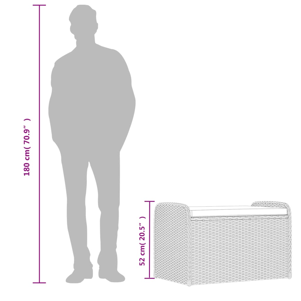 Oppbevaringsbenk med pute polyrattan - grå, 80 x 51 x 52 cm, 1 - number 10.