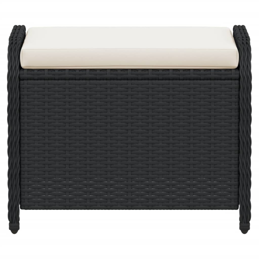 Haveskammel med hynde 58x46x46 cm polyrattan - sort, 1, ooo 1 - number 4.