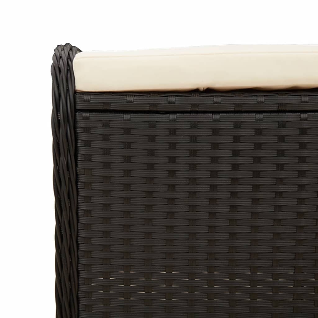 Haveskammel med hynde 58x46x46 cm polyrattan - sort, 1, ooo 1 - number 7.