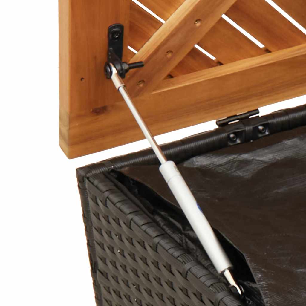 Opbevaringsboks til haven polyrattan akacie - sort, 220 x 50 x 54 cm - number 8.