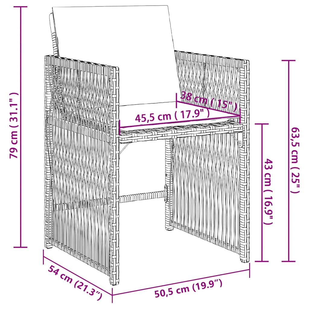 Vrtne stolice s jastucima kom. poliratan - siva, 4 - number 12.