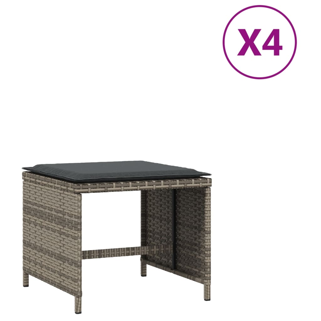 Haveskamler stk. med hynder 41x41x36 cm polyrattan - grå, 4 - number 2.