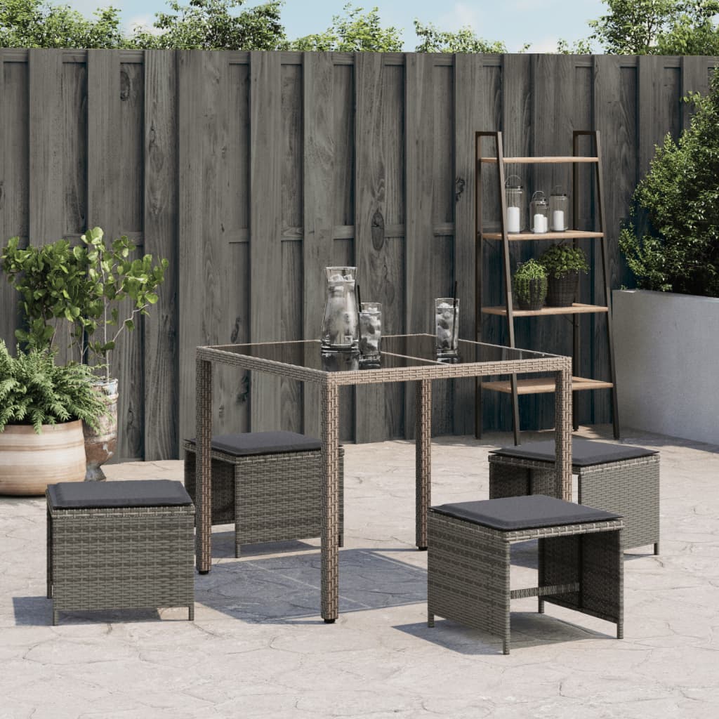 Haveskamler stk. med hynder 41x41x36 cm polyrattan - grå, 4 - number 3.