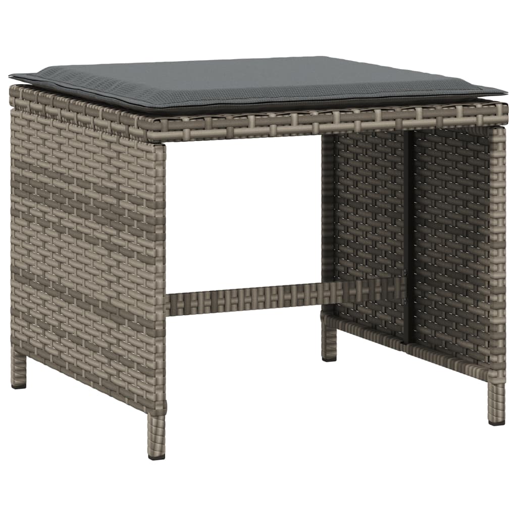 Haveskamler stk. med hynder 41x41x36 cm polyrattan - grå, 4 - number 4.