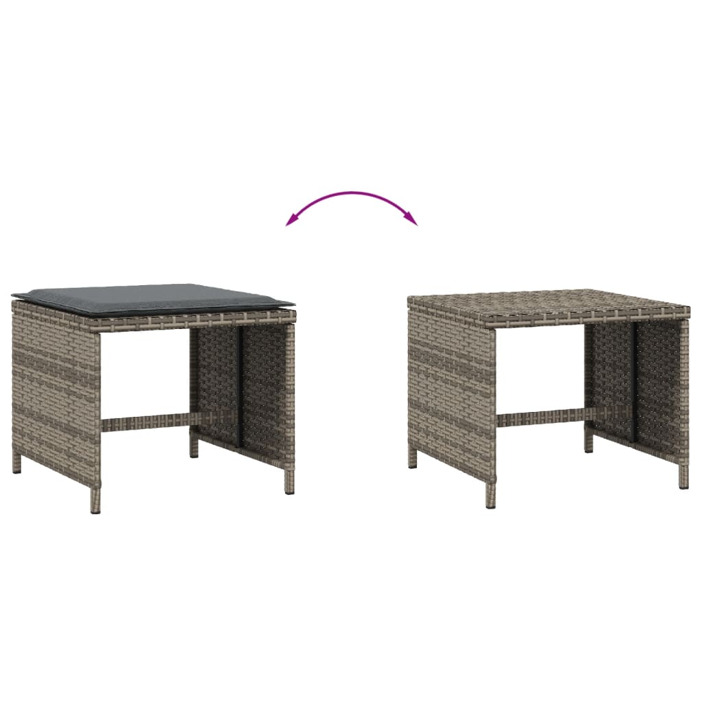 Haveskamler stk. med hynder 41x41x36 cm polyrattan - grå, 4 - number 7.