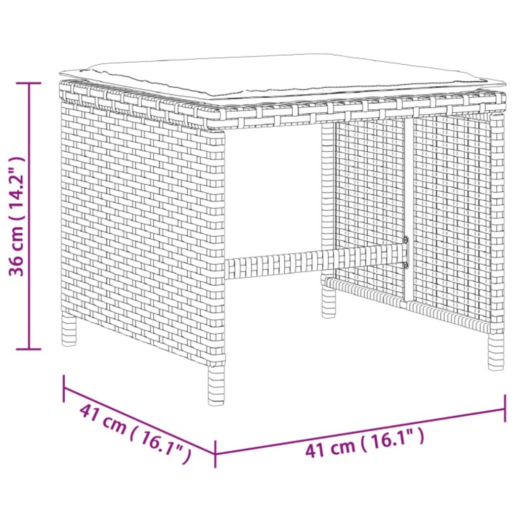 Haveskamler stk. med hynder 41x41x36 cm polyrattan - grå, 4 - number 11.