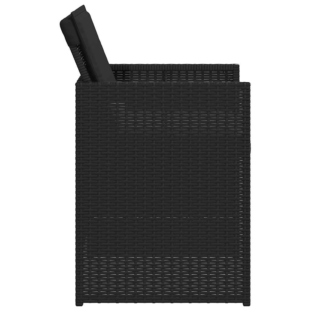 5-dijelni vrtni blagovaonski stol s jastucima, poliratan - crni, staklo, 1 - number 6.