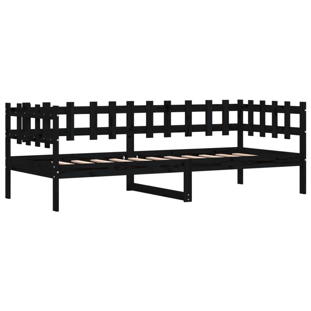 Daybed massivt fyrretræ - sort, 90 x 200 cm - number 5.